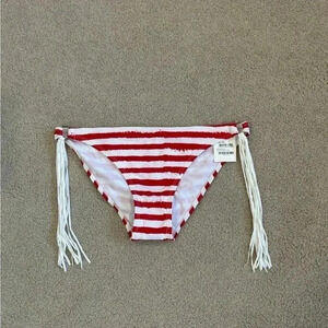 New with tags bp fringe tassel side red and white bikini bottoms